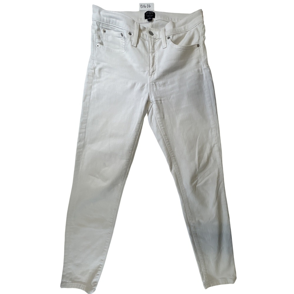 J.Crew Womens 9" Mid-Rise Skinny Jeans White Stretch Denim Size 28